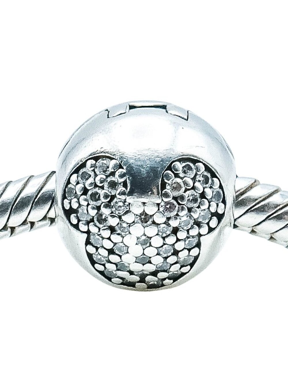 Pandora Disney Mickey Pave Clip Charm Sterling Silver CZ Retired